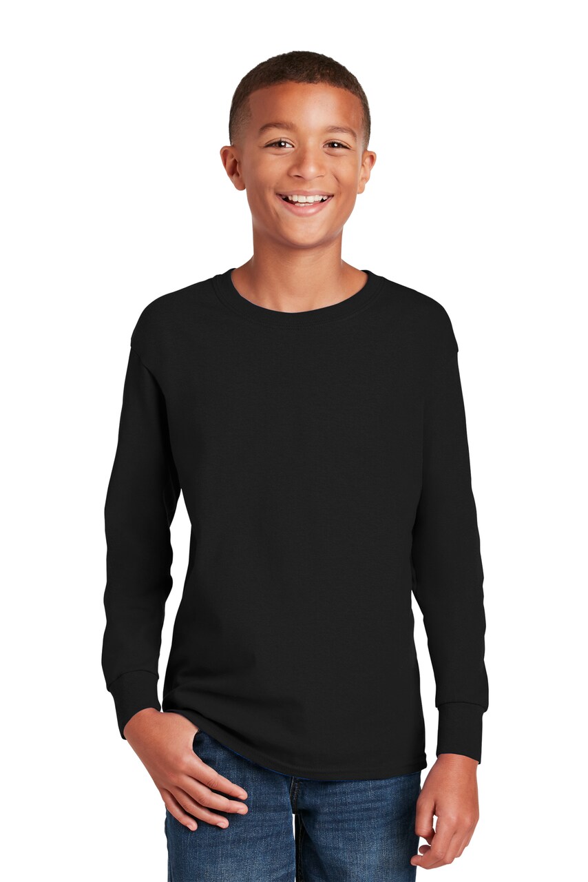 Gildan Youth Heavy Cotton Long Sleeve Crew Neck T-Shirt for School & Custom Printing Cotton Tee